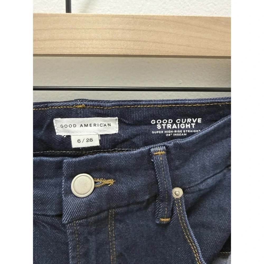 Good American Good Curve Straight Jeans 6 28 Dark Wash Super High Rise 28 Inseam